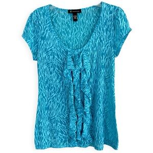 90s & Y2K Zebra Print Heathered Ruffle Blouse